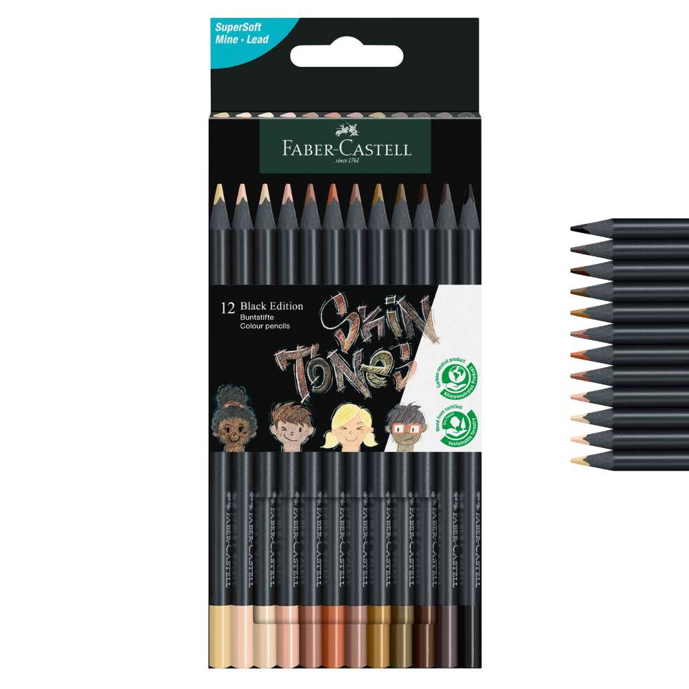 Hautfarben Buntstifte Faber-Castell, Black Edition, 12er Pack