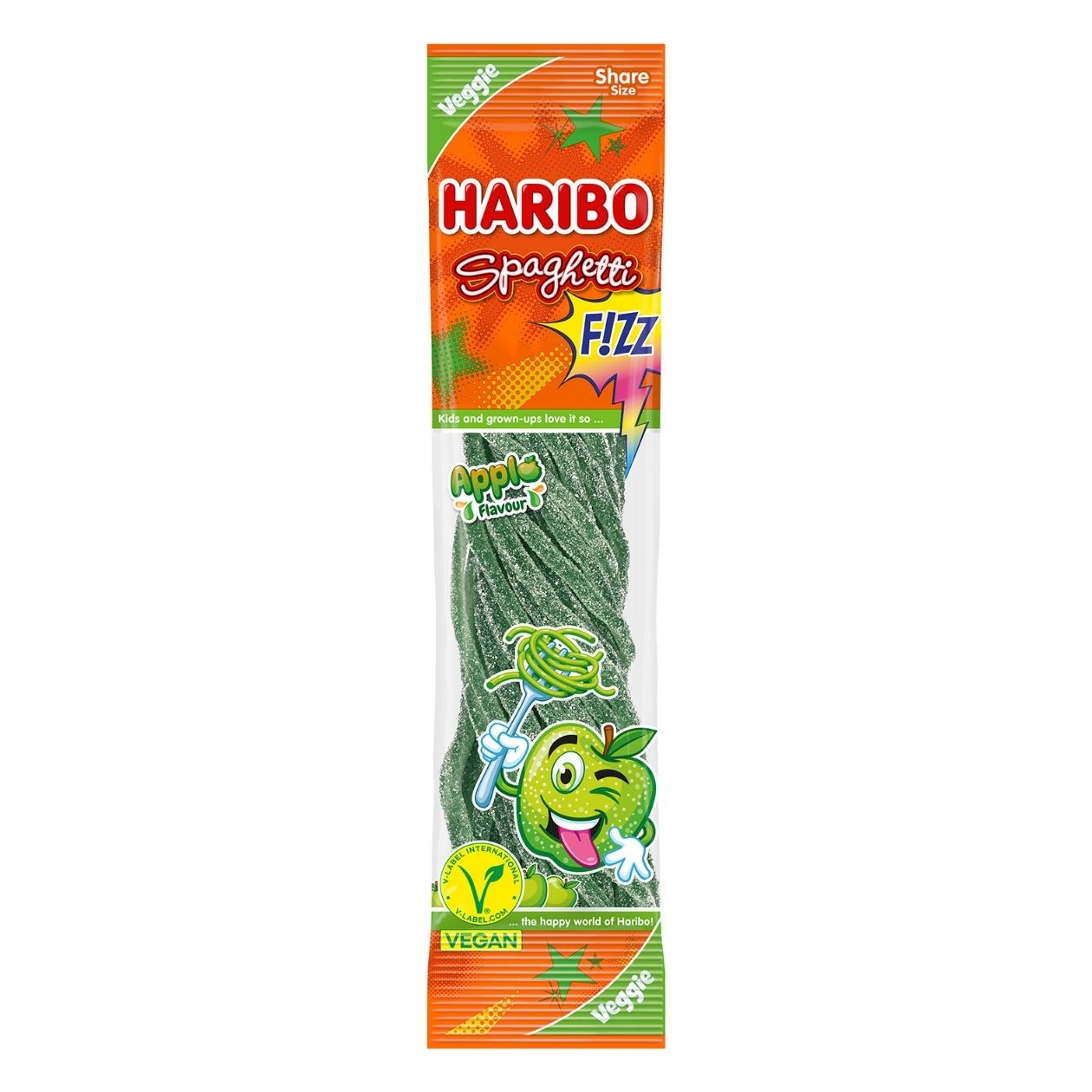 Haribo Spaghetti F!ZZ, Apfel vegan, 200 g