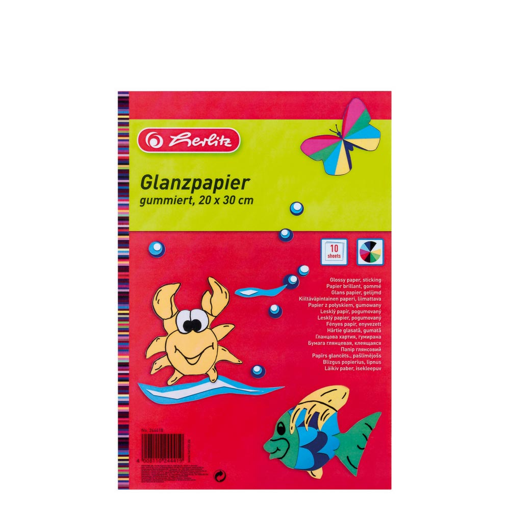 Glanzpapier gummiert, 10 Blatt, 30 x 20 cm, Herlitz