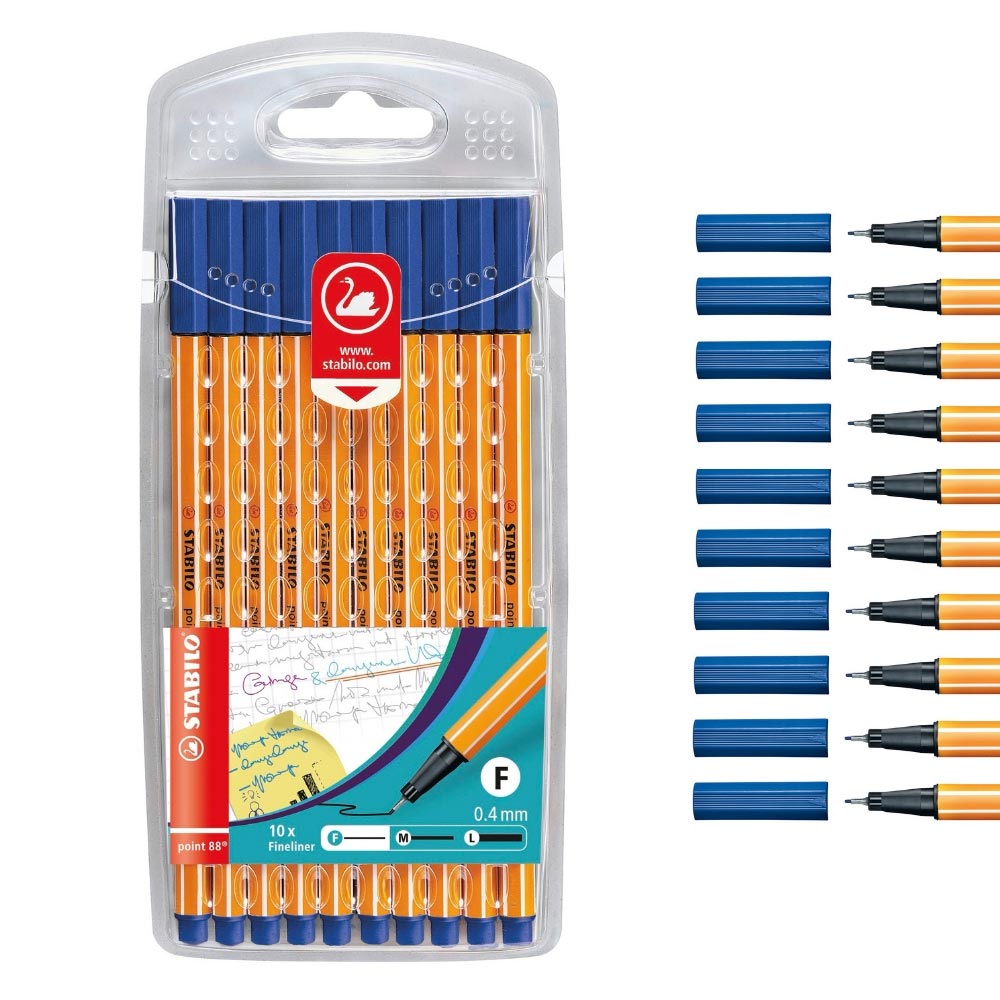 Fineliner blau, Stabilo point 88, 10er Packung