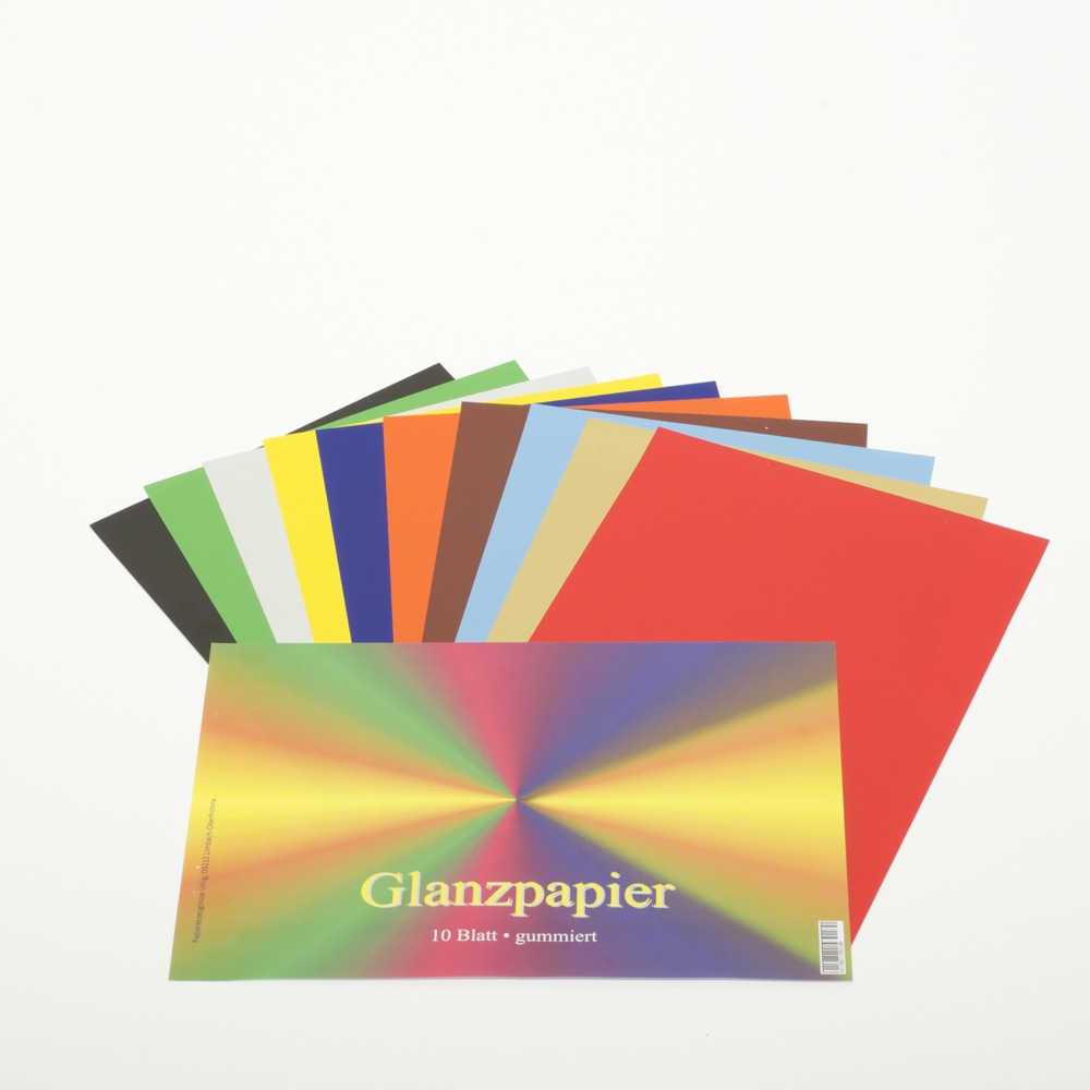 Glanzpapier, 10 Farben, gummiert