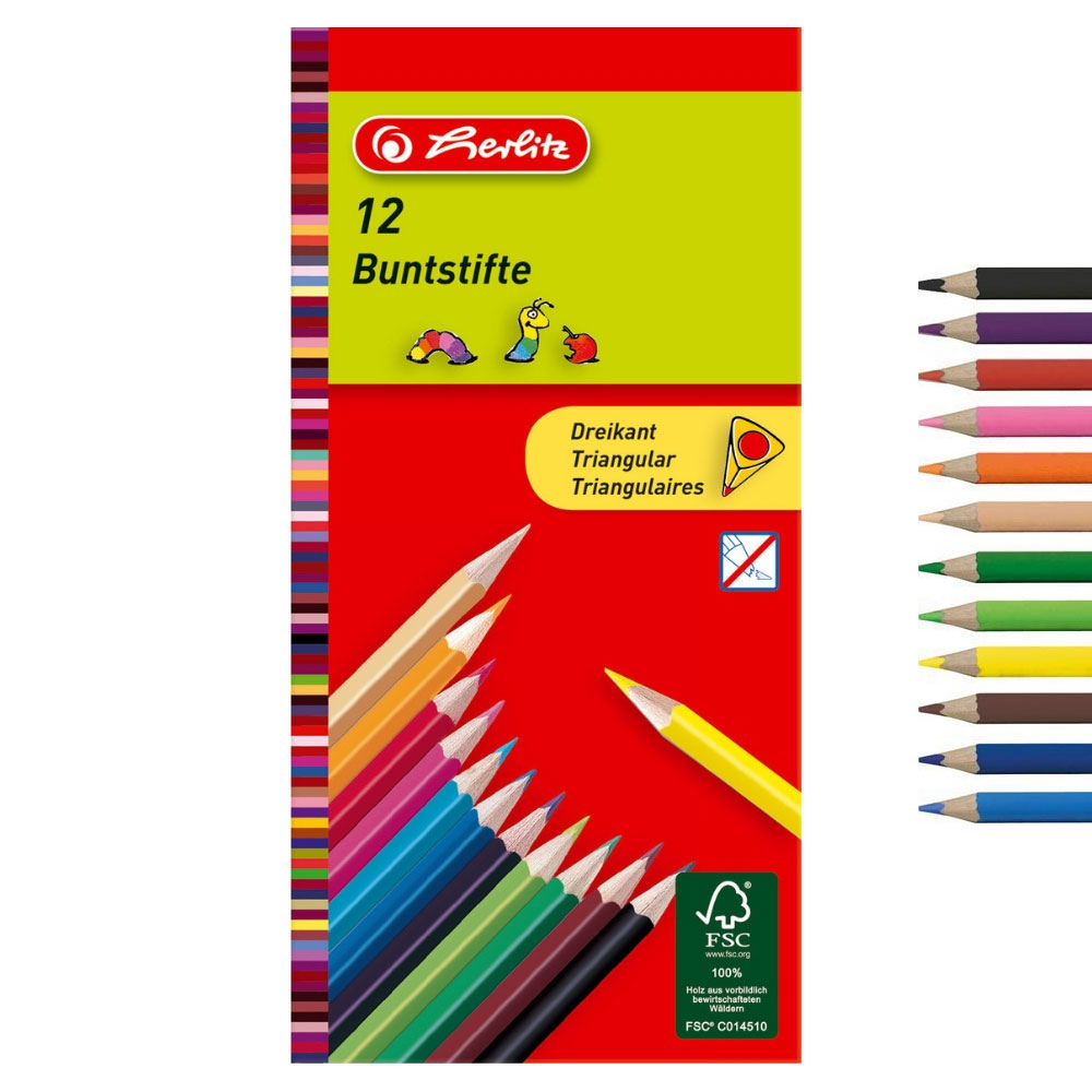 Herlitz Buntstifte dreikant, 12er-Packung