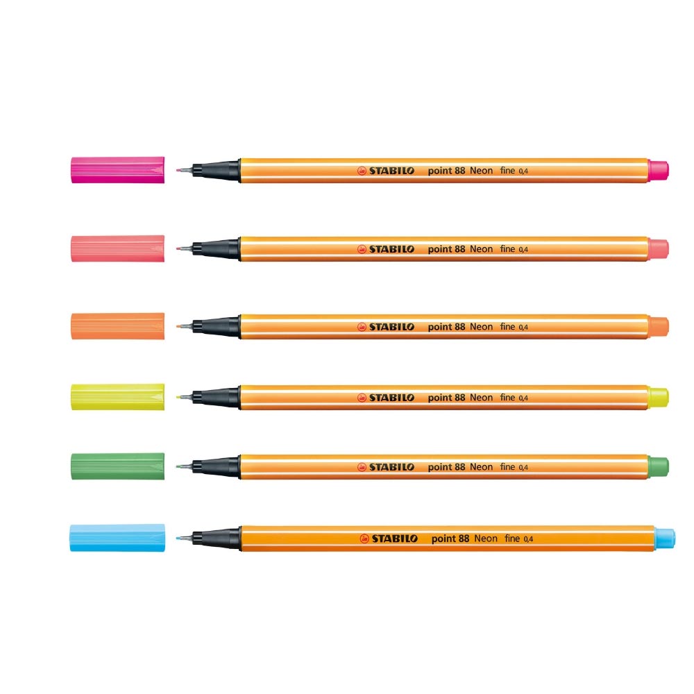 Neon Fineliner Stabilo point 88, 6 Farben