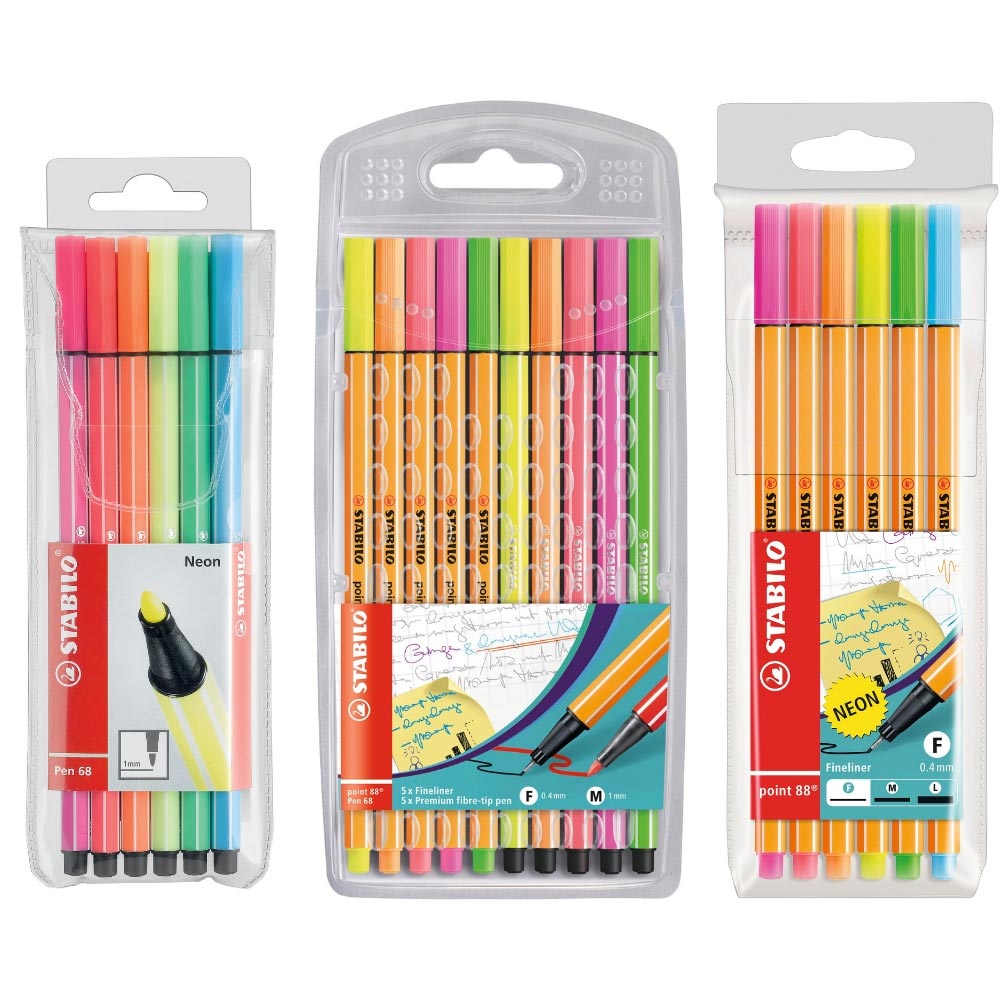 Neon Fineliner Stabilo point 88, 6 Farben