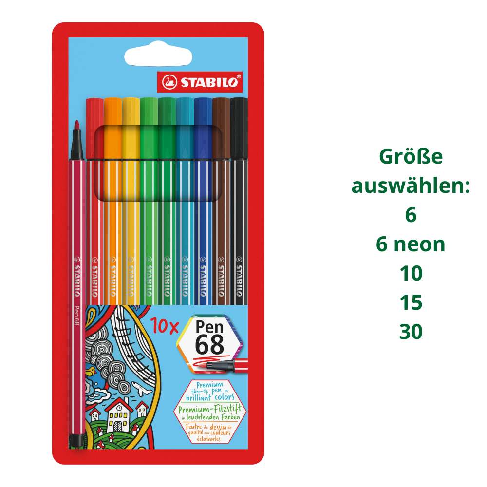 STABILO Pen 68, verschiedene Fasermaler-Etuis