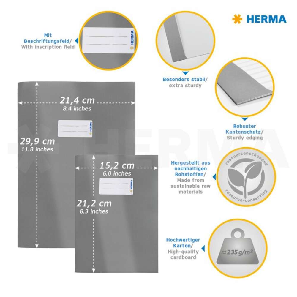 Karton Heftumschlag A5, schwarz, Herma