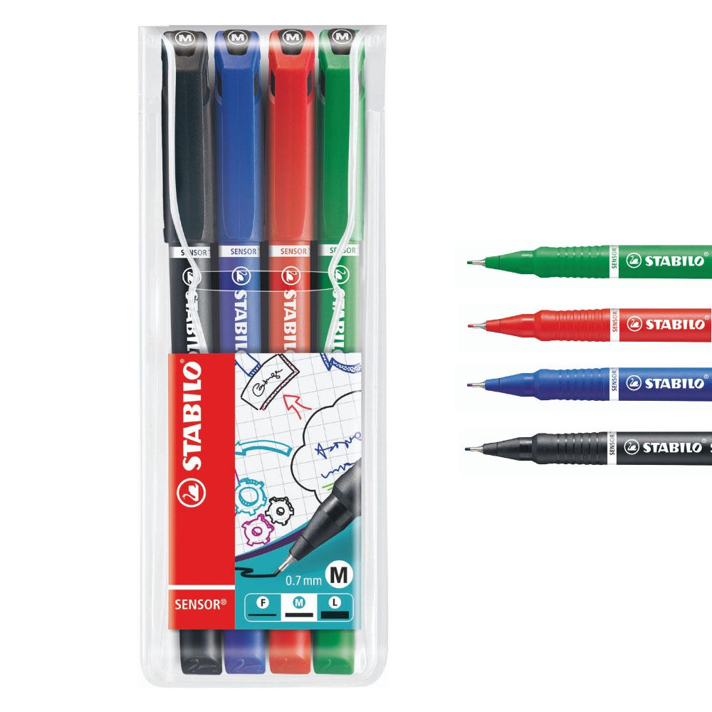 Stabilo Sensor Fineliner M, 4er Etui Büro