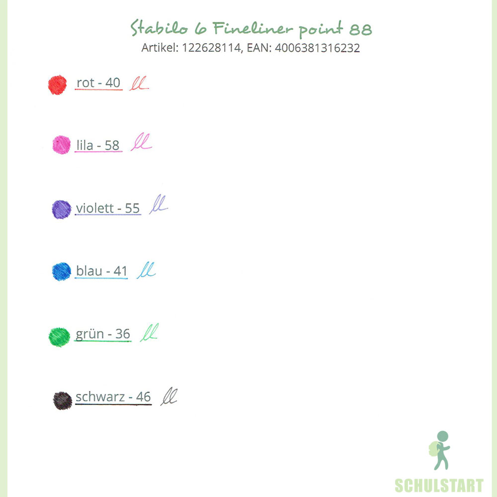 Fineliner Stabilo point 88: 6 Farben