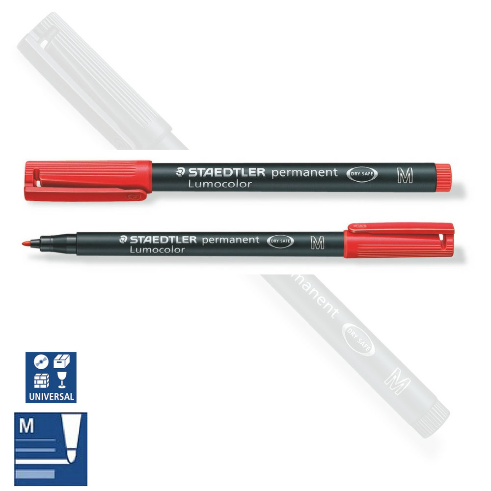 Folienstift permanent M, medium, Staedtler, rot