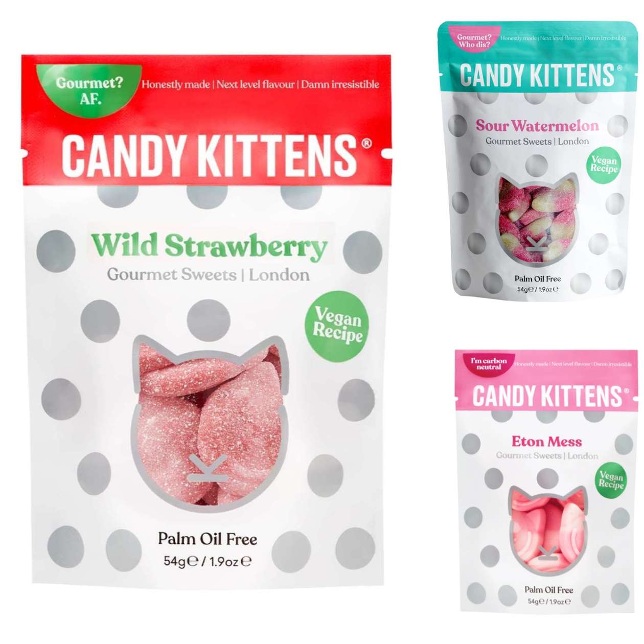 Candy Kittens, verschiedene vegane Sorten