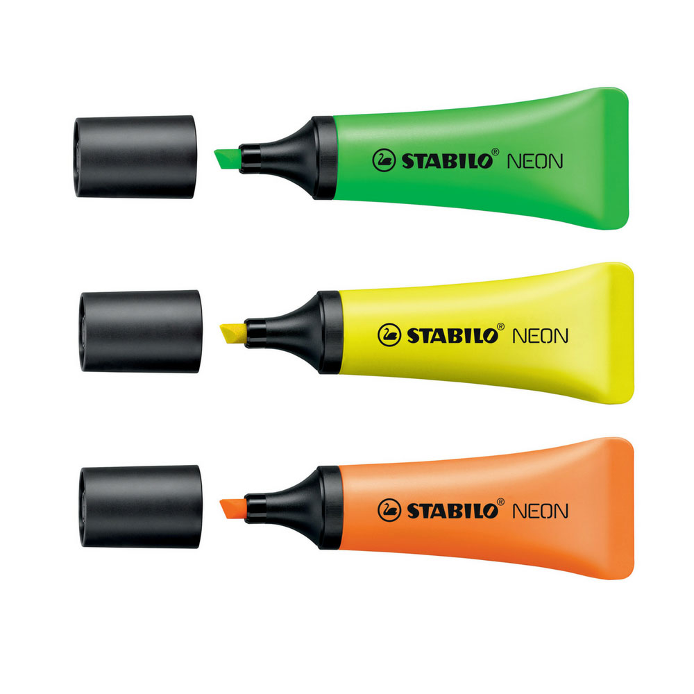 Stabilo Textmarker neon, 3 Farben