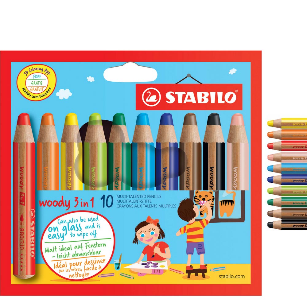 Stabilo woody 3 in 1, 10 Farben