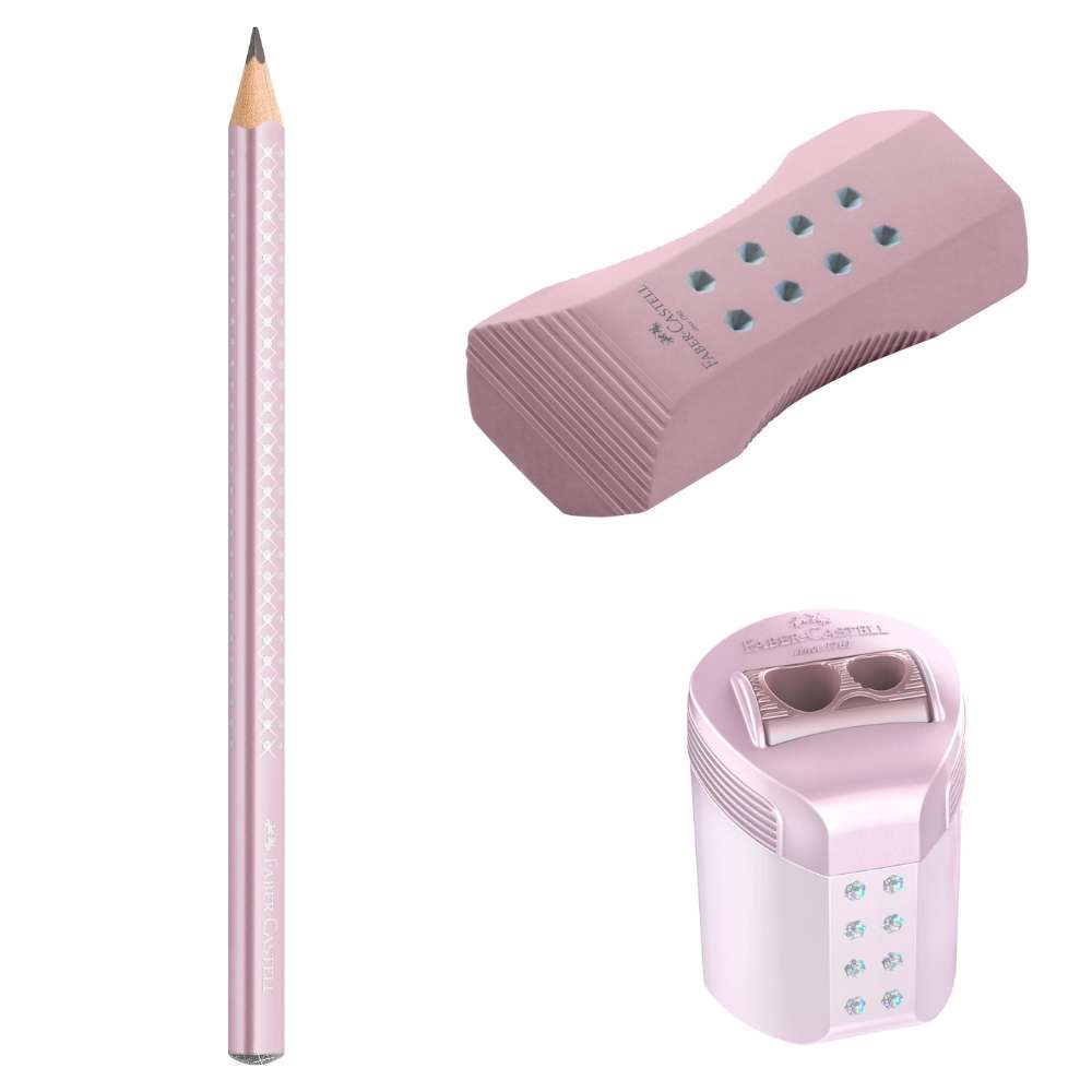 Jumbo Sparkle Schreibset Faber-Castell, rose metallic