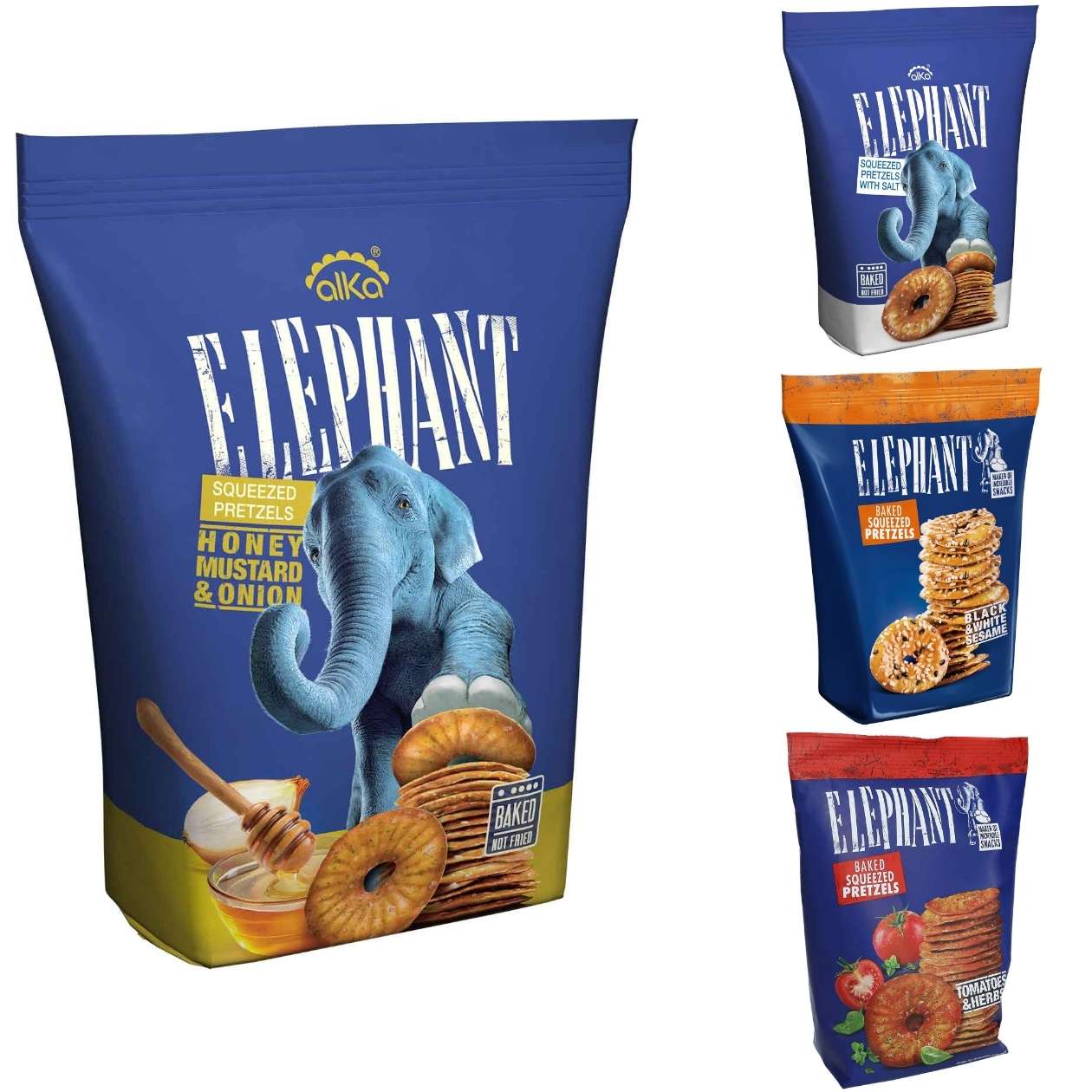 Elephant Pretzels, verschiedene Sorten