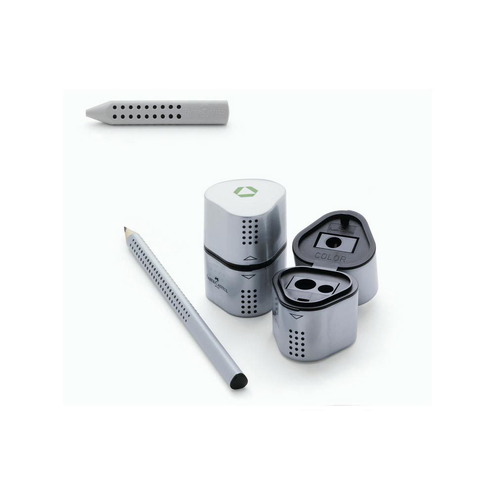 Faber-Castell Grip Set, silber: Jumbo Grip Stifte, Spitzer