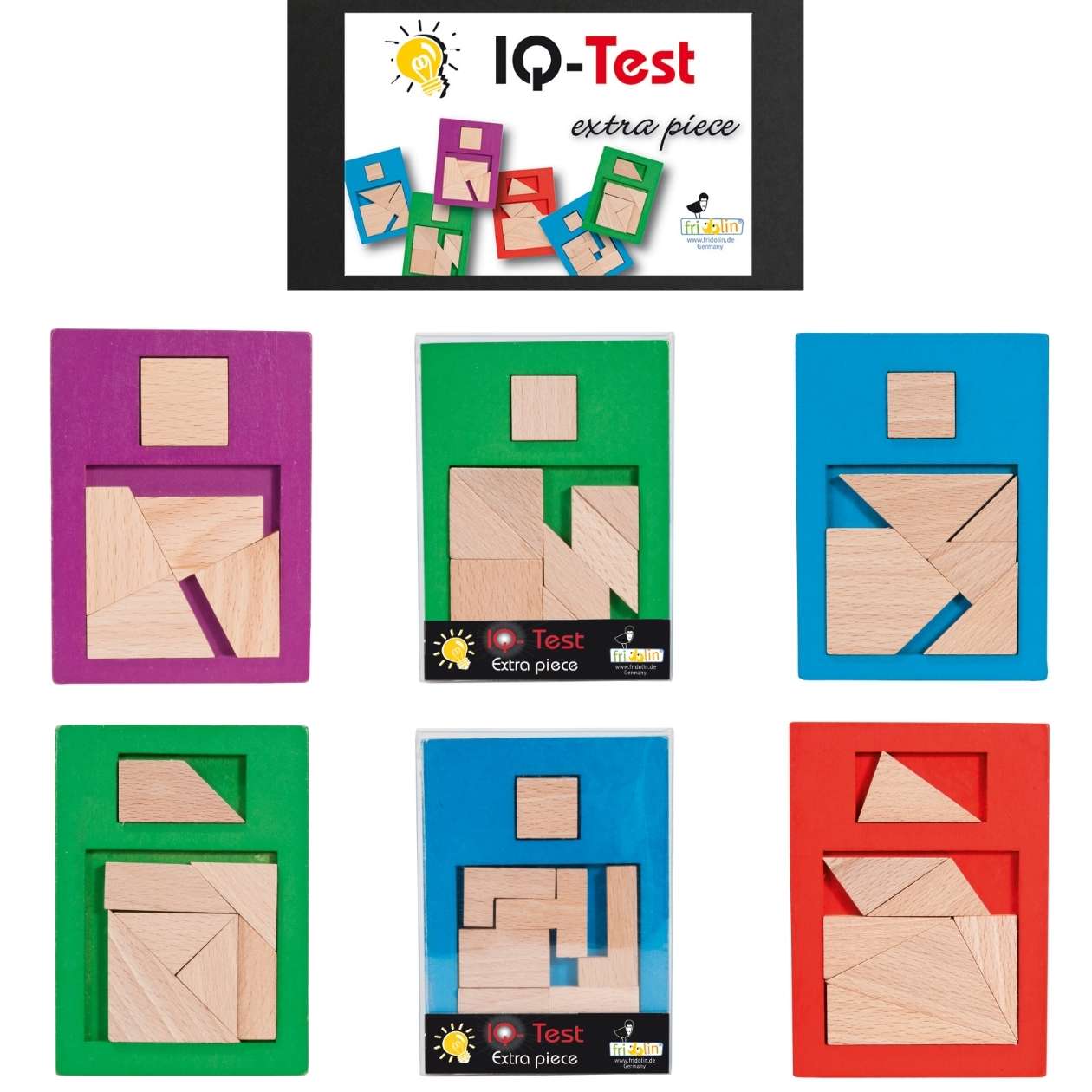 IQ-Test Holzpuzzle "Extra Piece", sortiert