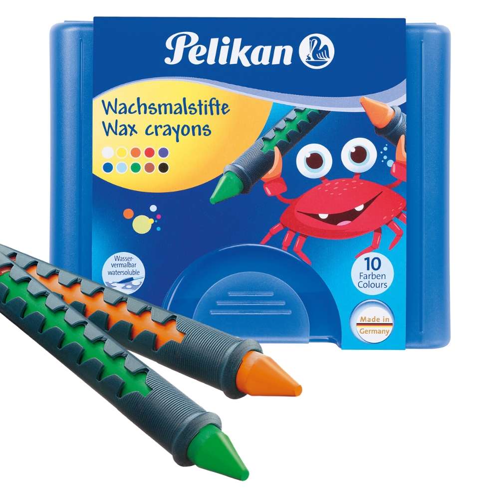 Wachsmalstifte mit Hülse, Pelikan, 10 Farben